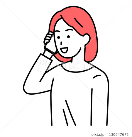 スマートフォンで話す若い女性 130947672
