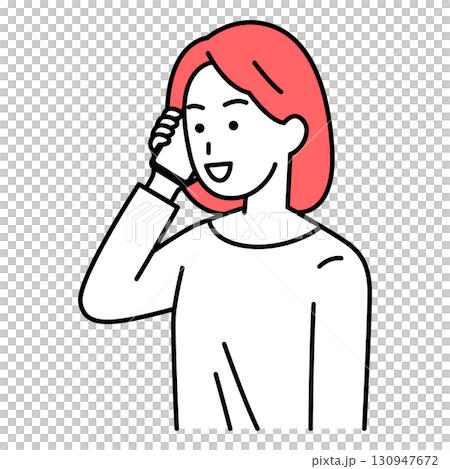スマートフォンで話す若い女性 130947672