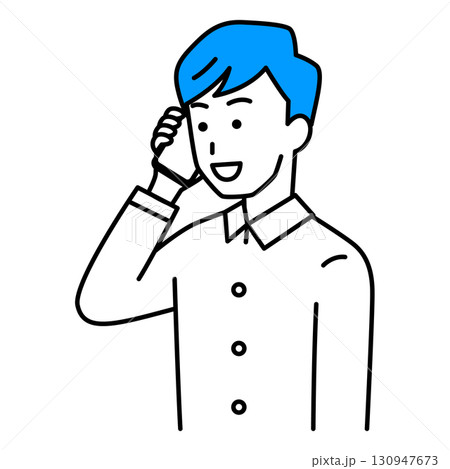 スマートフォンで話す若い男性 スマートフォンで話す若い男性 130947673