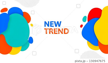 Colorful abstract design with the words New Trend on a white background. 130947675