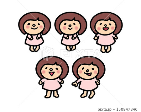にっこり、ニコニコ、笑顔、色んなカワイイ表情の女の子セット にっこり、ニコニコ、笑顔、色んなカワイイ表情の女の子セット 130947840