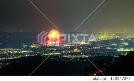 俎石山登山道から望む泉州夢花火と夜景 130947877