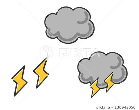黒い雲と稲妻のイラスト ベクター 黒い雲と稲妻のイラスト ベクター 130948050
