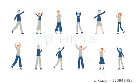 喜ぶ人々のイラストセット 130948485