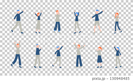 喜ぶ人々のイラストセット 130948485