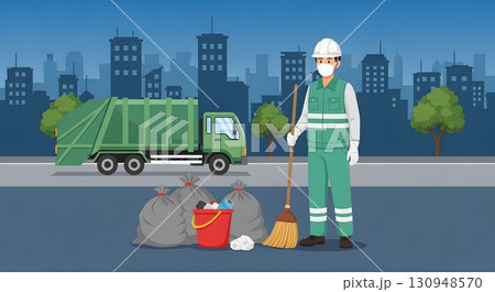 man with garbage in recycling container man with garbage in recycling container 130948570