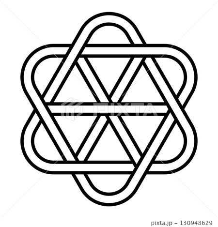 Hexagram knot design, geometric star symbol, sacred symmetry art 130948629