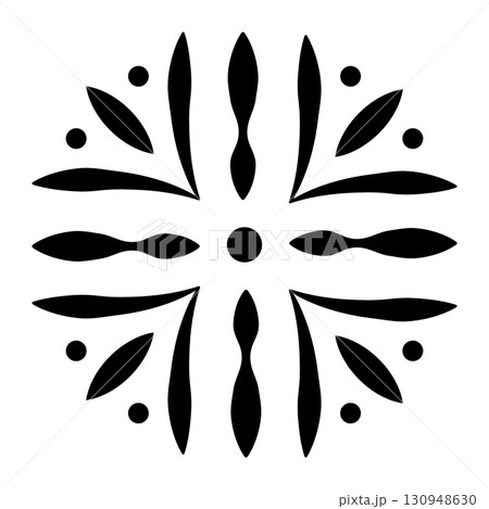 Mandala flower design, black radial symmetry, abstract geometric pattern art 130948630