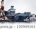 神奈川県横須賀米海軍基地に停泊中のイギリス（英国）海軍航空母艦プリンス・オブ・ウエールズ 130949163