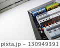 Detailed view of modern electrical switchboard 130949391