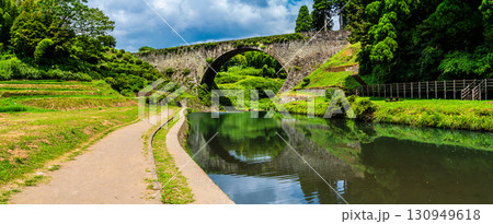 新緑の通潤橋　パノラマ【熊本県上益城郡山都町】 130949618