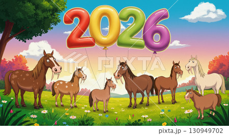 2026年:陽気に行こう!馬たちのパレード 2026年:陽気に行こう!馬たちのパレード 130949702