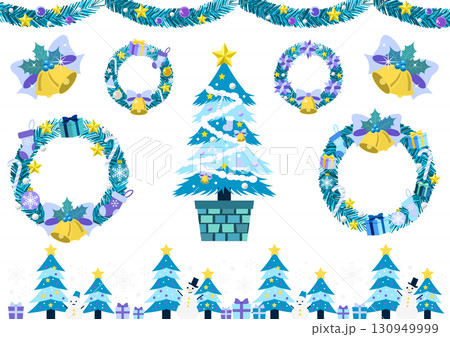 クリスマスセット、アイコン、フレーム、ライン、かわいい、イラスト、リース、モール、水色界隈 クリスマスセット、アイコン、フレーム、ライン、かわいい、イラスト、リース、モール、水色界隈 130949999