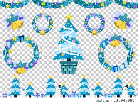 クリスマスセット、アイコン、フレーム、ライン、かわいい、イラスト、リース、モール、水色界隈 クリスマスセット、アイコン、フレーム、ライン、かわいい、イラスト、リース、モール、水色界隈 130949999