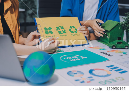 Businessman talks ESG environmental social governance policy for modish business. Businessman talks ESG environmental social governance policy for modish business. 130950165