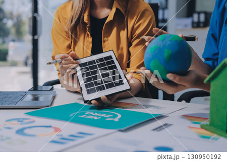 Businessman talks ESG environmental social governance policy for modish business. Businessman talks ESG environmental social governance policy for modish business. 130950192