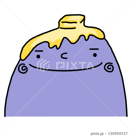 cartoon illustration of a purple man with melted butter cartoon illustration of a purple man with melted butter 130950537