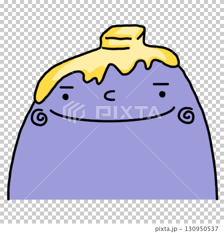 cartoon illustration of a purple man with melted butter cartoon illustration of a purple man with melted butter 130950537