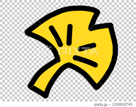 Autumn material Ginkgo fallen leaves dead leaves icon simple illustration 130950745