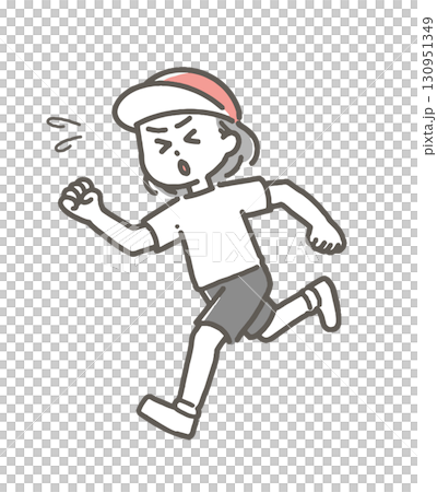 頑張って走っている体操服を来た女の子 130951349