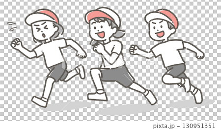 Illustration of children running at a sports day 130951351