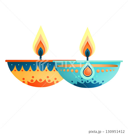 Diwali oil lamp candle festive teal orange 130951412