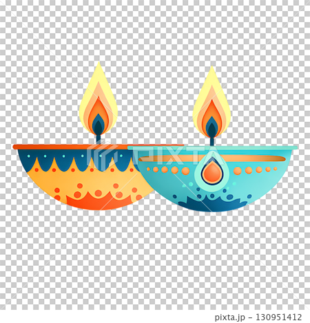 Diwali oil lamp candle festive teal orange 130951412