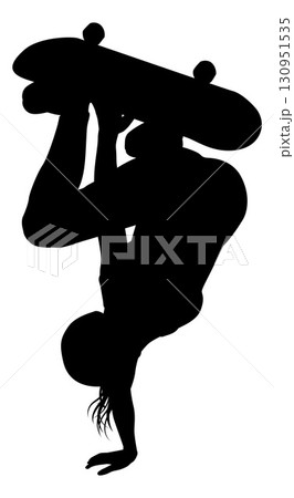 Woman Silhouette Female Skateboarder Girl Woman Silhouette Female Skateboarder Girl 130951535