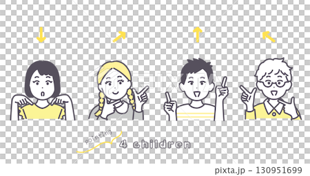 指向各個方向的兒童的插圖素材 130951699