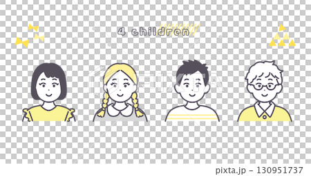 Illustration material of four elementary school children 130951737