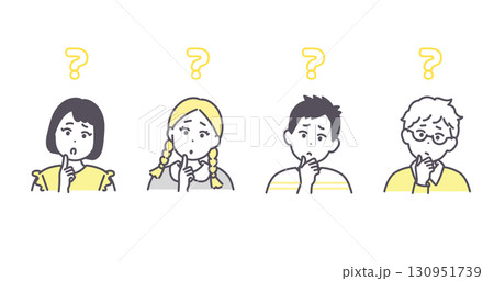 小学生くらいの子どもたちが考えている様子のイラスト素材 小学生くらいの子どもたちが考えている様子のイラスト素材 130951739