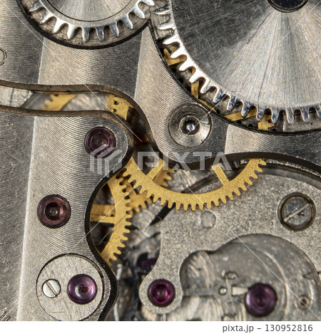 clockwork vintage mechanical watch, high resolution and detail 130952816