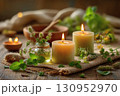 穏やかなアロマキャンドルの灯り：癒しの時間 130952970