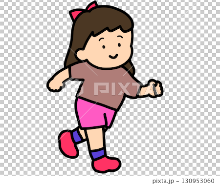 一個女孩帶著微笑跑 130953060
