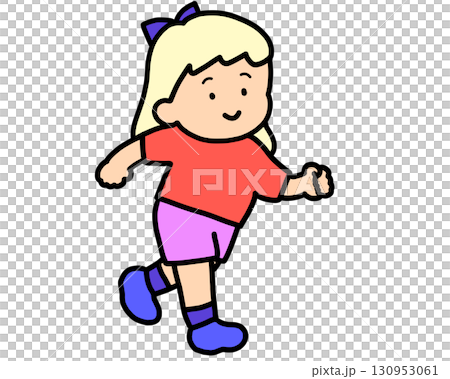 一個女孩帶著微笑跑 130953061