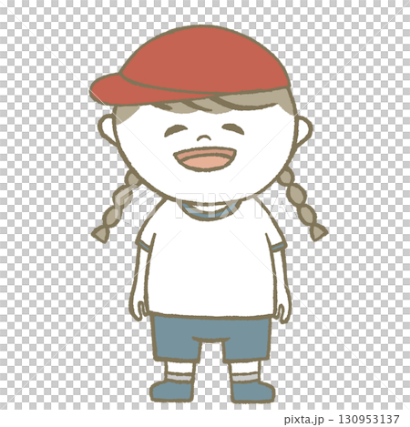 Child girl wearing gym clothes Child girl wearing gym clothes 130953137