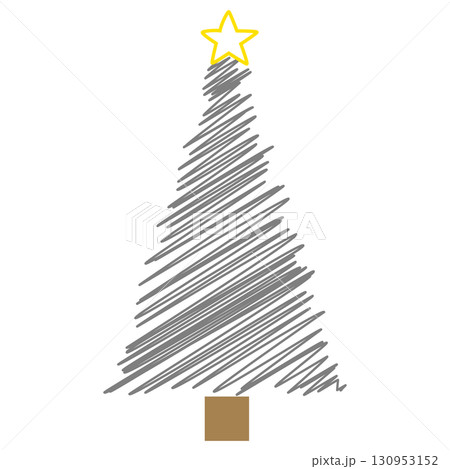 クリスマスツリー シンプルアイコン 落書き風 ブラック クリスマスツリー シンプルアイコン 落書き風 ブラック 130953152