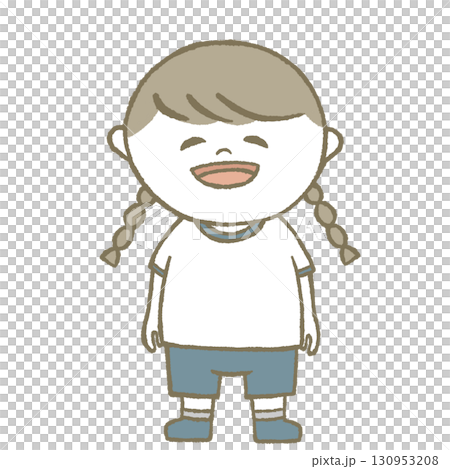 Child girl wearing gym clothes Child girl wearing gym clothes 130953208