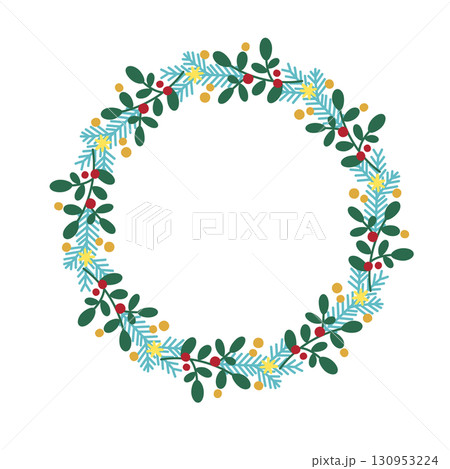 クリスマスリースのベクター素材イラスト 130953224