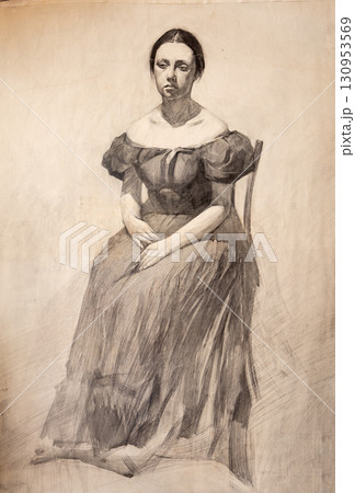 pencil drawing illustration, portrait, sketch pencil drawing illustration, portrait, sketch 130953569