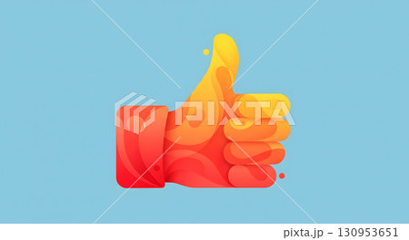 Abstract thumbs up emoji with orange and red motion lines 130953651