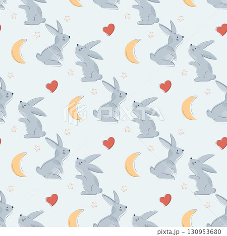 cute children pattern with rabbits cute children pattern with rabbits 130953680
