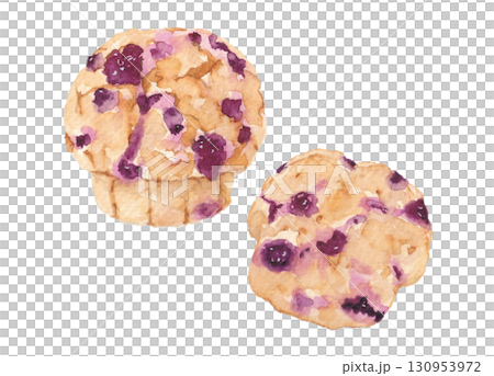 水彩で描いたベリーのマフィン 130953972