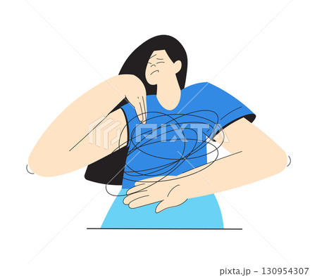 Mental Health with Woman Character with Psychological Disorder Vector Illustration 130954307