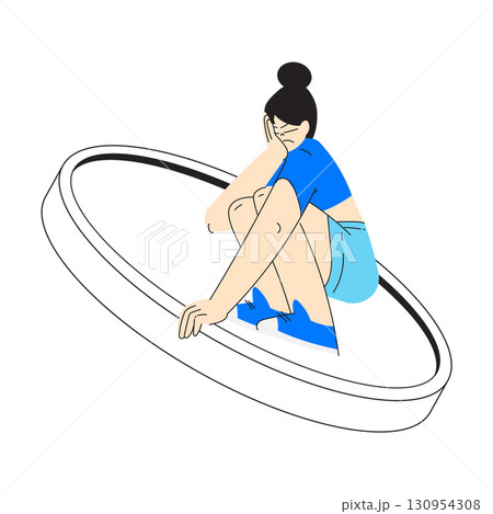 Mental Health with Woman Character with Psychological Disorder Vector Illustration 130954308