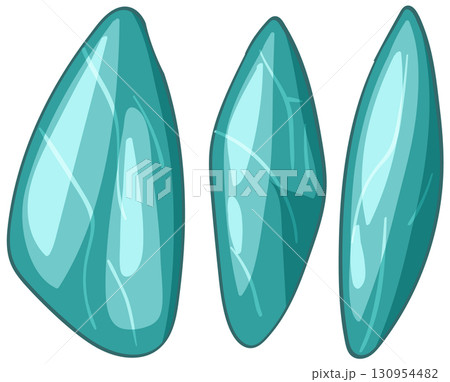 Glossy Blue Gemstones in Cartoon Vector Style 130954482