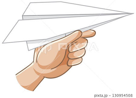Hand Holding Paper Airplane Ready to Launch 130954508