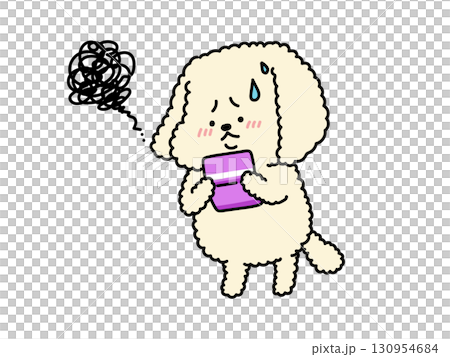 Poodle is surprised when he sees his bankbook Poodle is surprised when he sees his bankbook 130954684