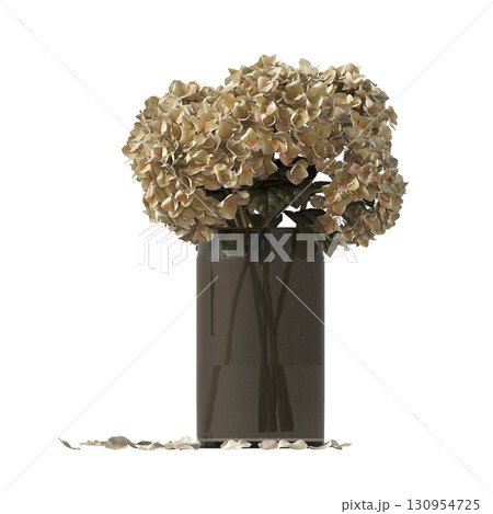 decorative flower in a pot isolate on a transparent background, 3D illustration, cg render 130954725