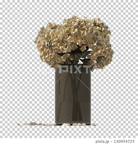 decorative flower in a pot isolate on a transparent background, 3D illustration, cg render 130954725